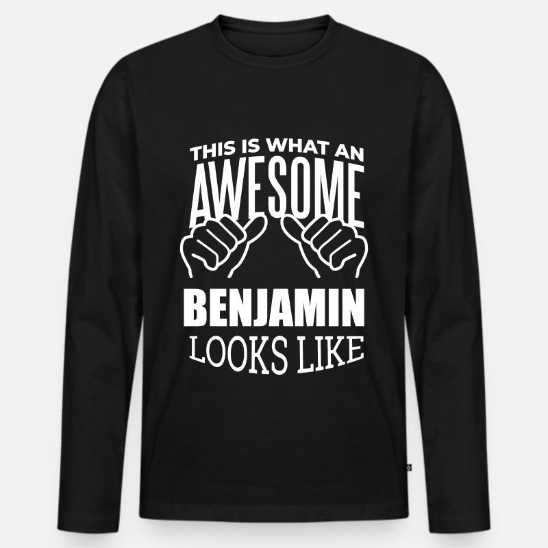 Benjamin - Männer Premium Bio Langarmshirt - Schwarz