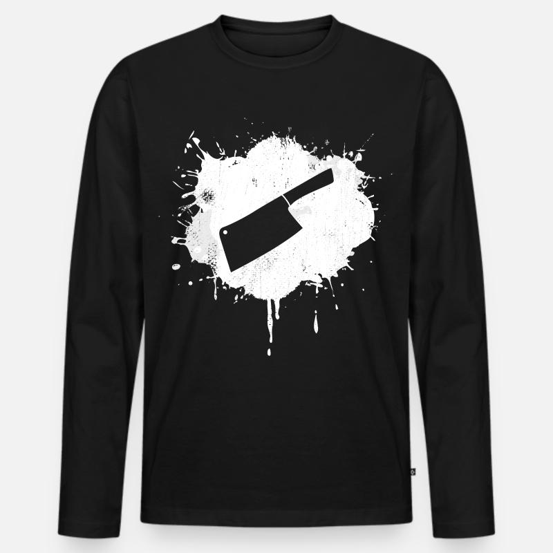 Hackmesser Skizze - Männer Premium Bio Langarmshirt - Schwarz