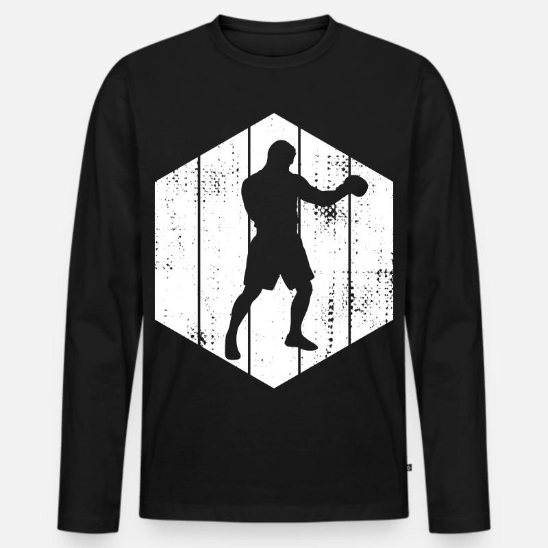 Boxer Skizze - Männer Premium Bio Langarmshirt - Schwarz