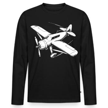 Dessin de plan d’hélice - T-shirt manches longues Premium bio Homme - noir - Devant - Nico (187cm)