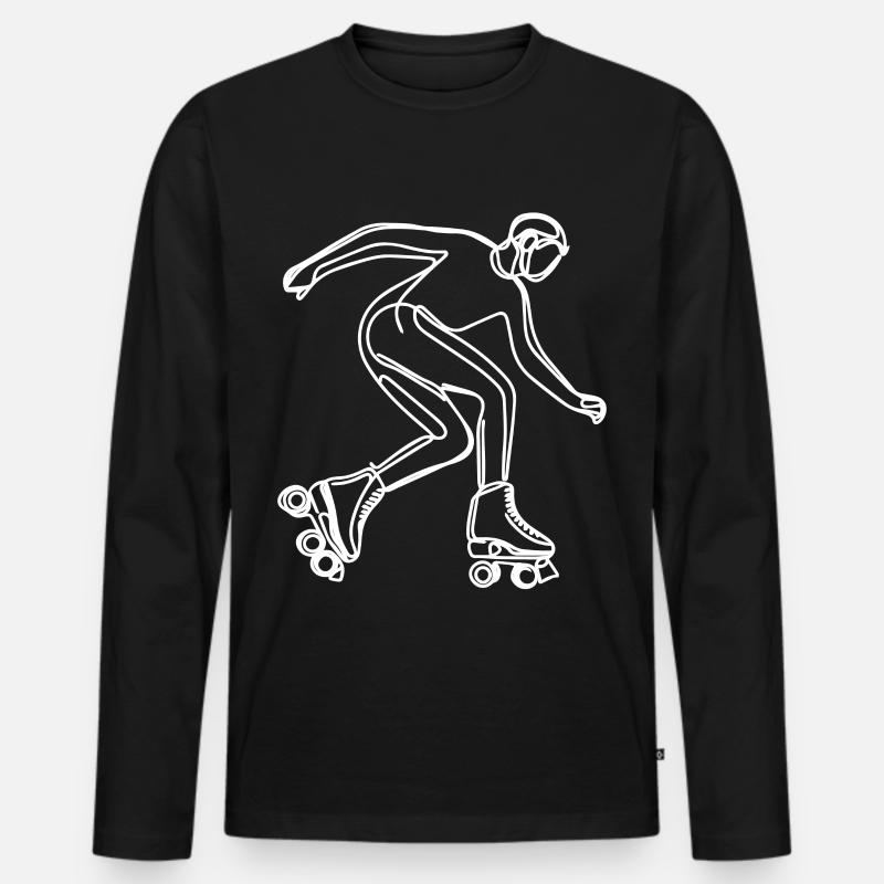 Roller Skater Zeichnung - Männer Premium Bio Langarmshirt - Schwarz
