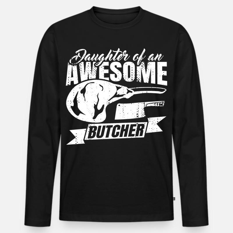 Metzger Tochter - Männer Premium Bio Langarmshirt - Schwarz