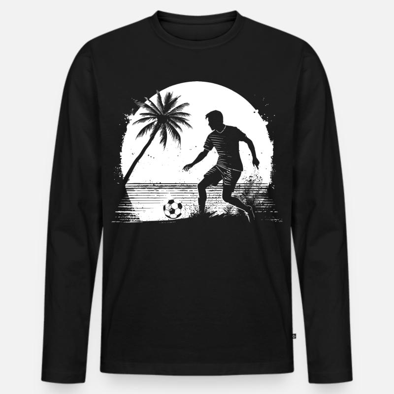 Fußball Junge Zeichnung - Männer Premium Bio Langarmshirt - Schwarz