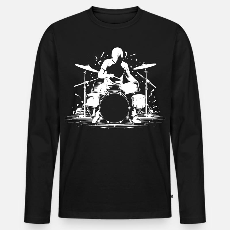 Schlagzeuger Grafik - Männer Premium Bio Langarmshirt - Schwarz