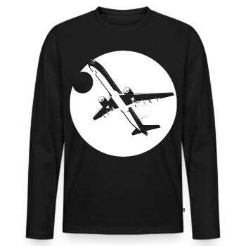 Dessin d’aviateur - T-shirt manches longues Premium bio Homme - noir - Devant - Nico (187cm)