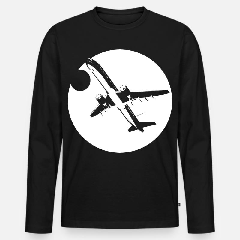 Flieger Zeichnung - Männer Premium Bio Langarmshirt - Schwarz