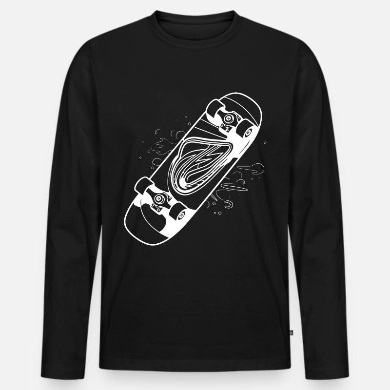 Skateboard Zeichnung - Männer Premium Bio Langarmshirt - Schwarz