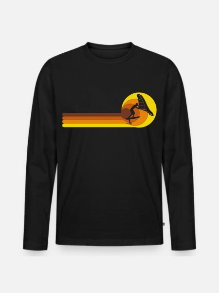 Wingfoil Surfer Wingfoiling Hydrofoil Kitefoil - Men's Premium Organic Long Sleeve Shirt - black