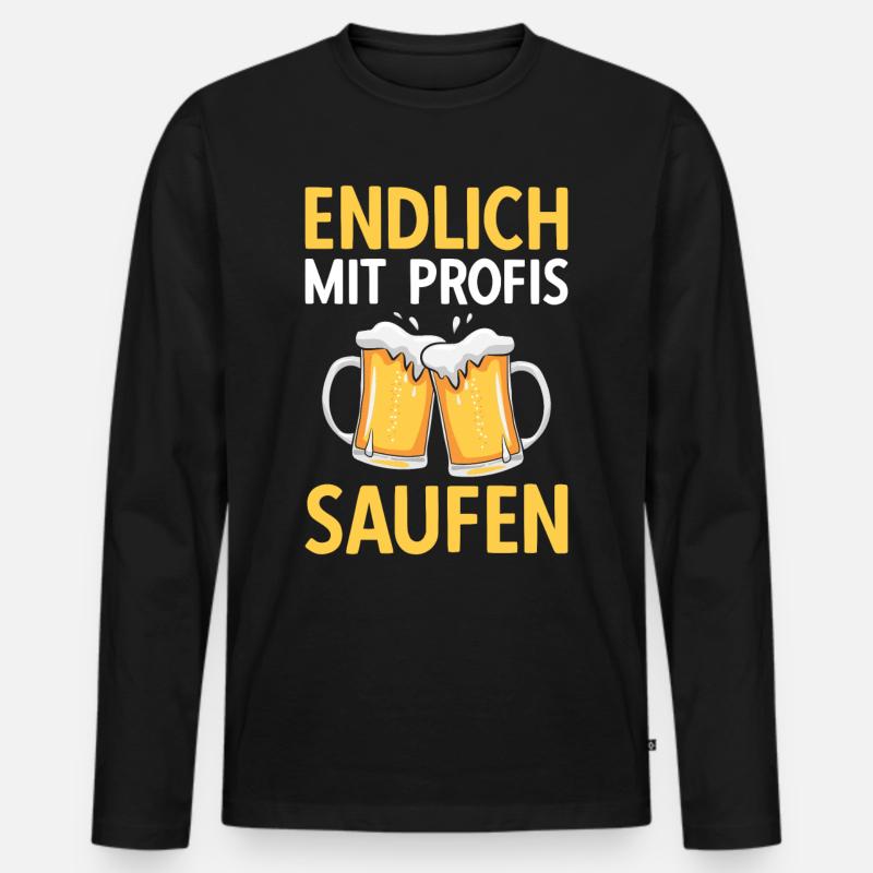 Endlich mit Profis saufen - Männer Premium Bio Langarmshirt - Schwarz