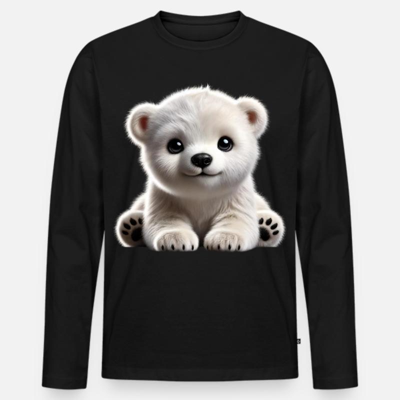 Niedliches Eisbärenjunges-Design - Männer Premium Bio Langarmshirt - Schwarz