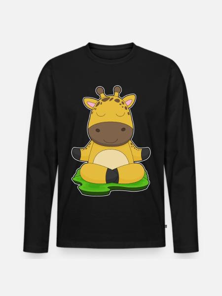 Giraffe Yoga Fitness Meditation - Men's Premium Organic Long Sleeve Shirt - black