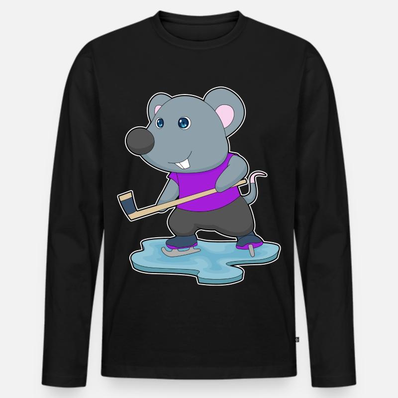 Maus Eishockey Eishockeyschläger - Männer Premium Bio Langarmshirt - Schwarz