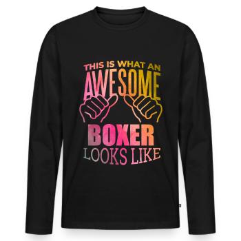 Boxing - Men's Premium Organic Long Sleeve Shirt - black - Front - Nico (187cm)