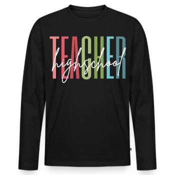 Cadeau d’école de professeur de lycée - T-shirt manches longues Premium bio Homme - noir - Devant - Nico (187cm)
