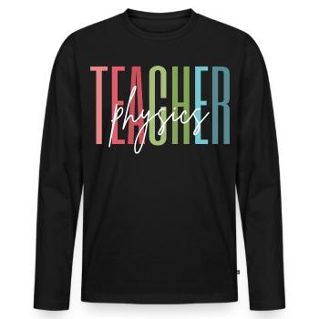 Cadeau d’école de professeur de physique - T-shirt manches longues Premium bio Homme - noir - Devant - Nico (187cm)