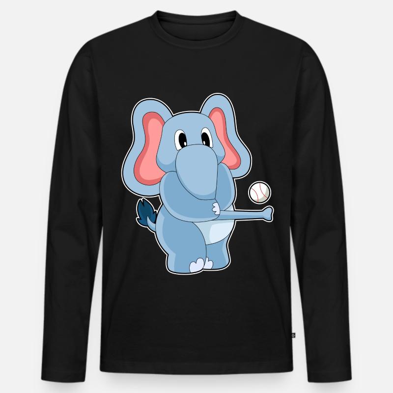 Elefant Baseball  - Männer Premium Bio Langarmshirt - Schwarz