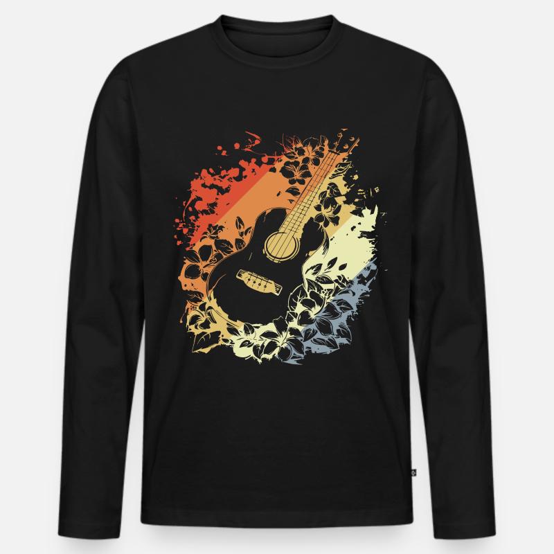 Ukulele Comic Look - Männer Premium Bio Langarmshirt - Schwarz