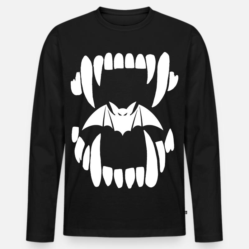 Vampir-Kiefer - Männer Premium Bio Langarmshirt - Schwarz
