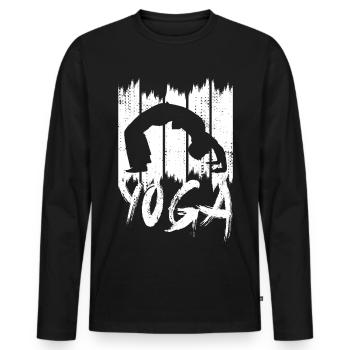 Yoga Pose - T-shirt manches longues Premium bio Homme - noir - Devant - Nico (187cm)