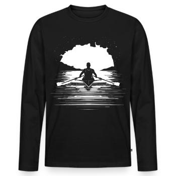 Rower Drawing - Men's Premium Organic Long Sleeve Shirt - black - Front - Nico (187cm)