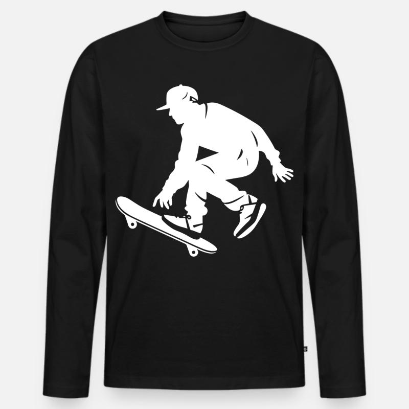 Skateboarding Junge - Männer Premium Bio Langarmshirt - Schwarz