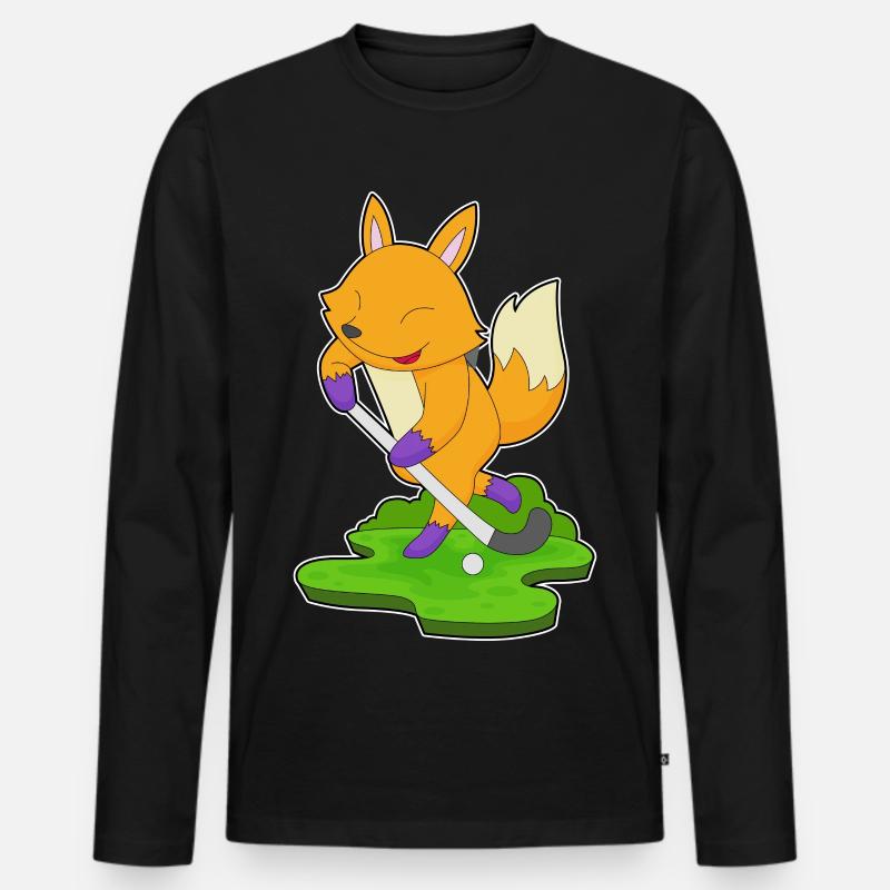 Fuchs Feldhockey Feldhockeyschläger - Männer Premium Bio Langarmshirt - Schwarz