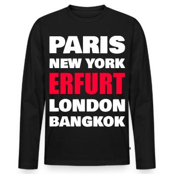 Erfurt City - Men's Premium Organic Long Sleeve Shirt - black - Front - Nico (187cm)