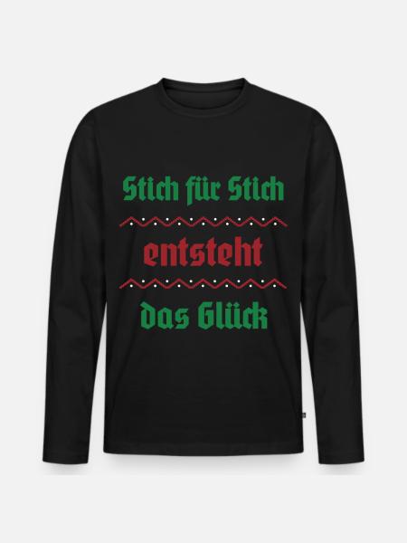 Stitch by stitch, happiness arises - Men's Premium Organic Long Sleeve Shirt - black