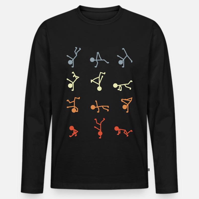 Breakdancer Strichfiguren - Männer Premium Bio Langarmshirt - Schwarz