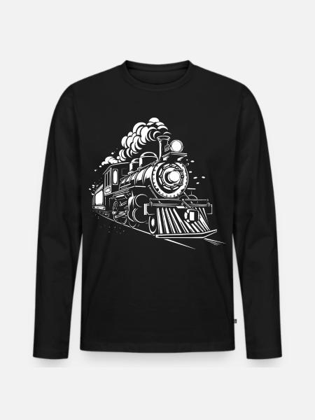 Steam locomotive - Men's Premium Organic Long Sleeve Shirt - black