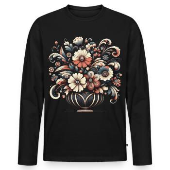 Elegant Floral Bouquet Art with Intricate Details - Men's Premium Organic Long Sleeve Shirt - black - Front - Nico (187cm)