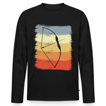 Vintage Bogen und Pfeil - Männer Premium Bio Langarmshirt - Schwarz - Vorne - Nico (187cm)