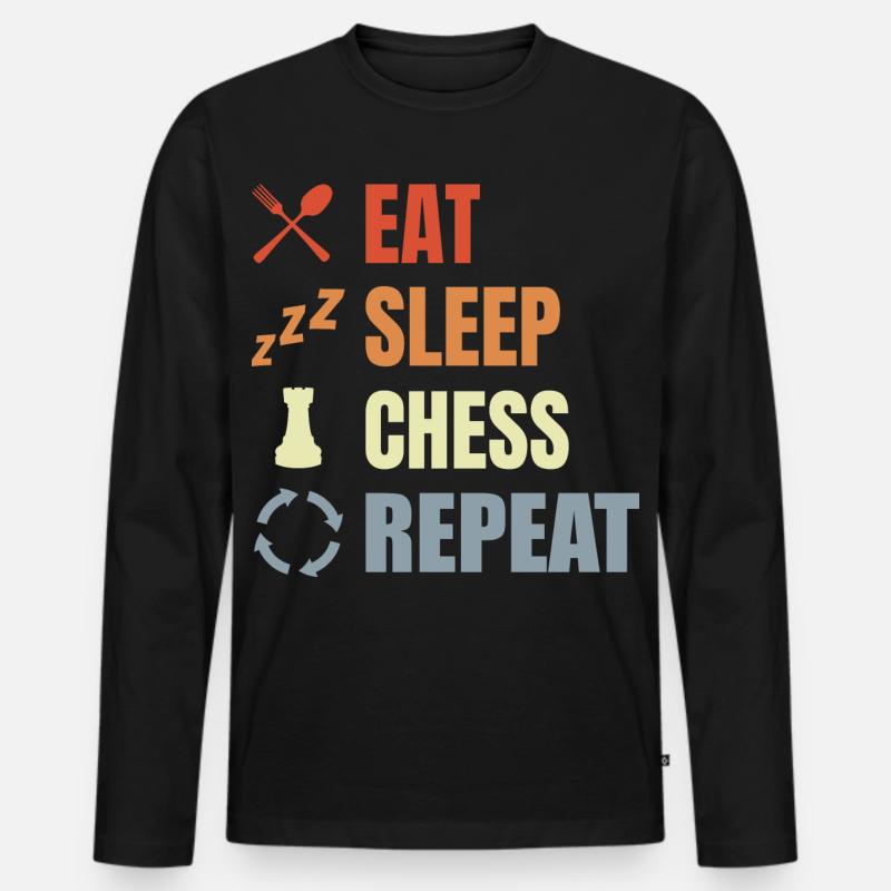 Schachspieler Motivation - Männer Premium Bio Langarmshirt - Schwarz