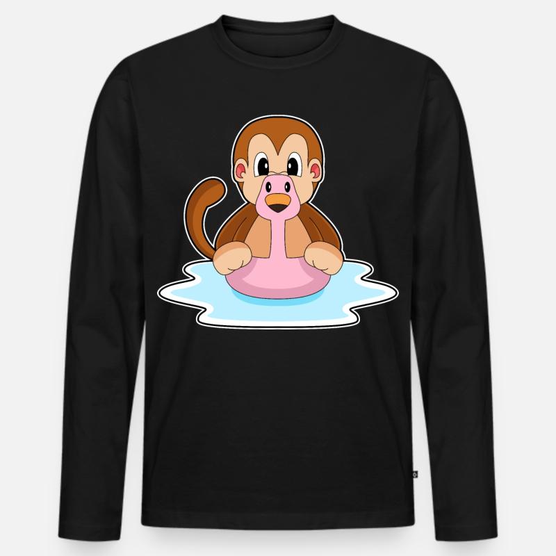 Affe Flamingo - Männer Premium Bio Langarmshirt - Schwarz