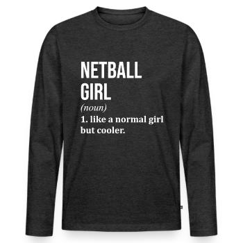 Netzball - Männer Premium Bio Langarmshirt - Anthrazit meliert - Vorne - Nico (187cm)
