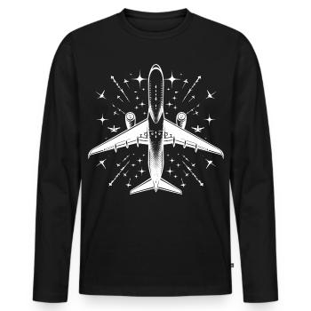 airplane - Men's Premium Organic Long Sleeve Shirt - black - Front - Nico (187cm)