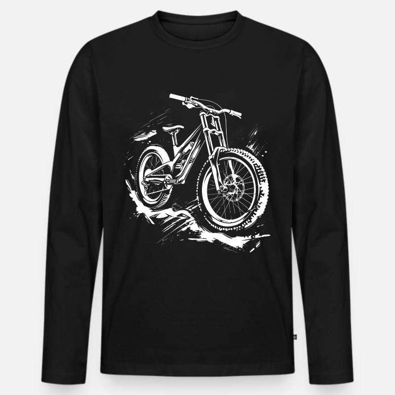 Mountainbiker Zeichnung - Männer Premium Bio Langarmshirt - Schwarz