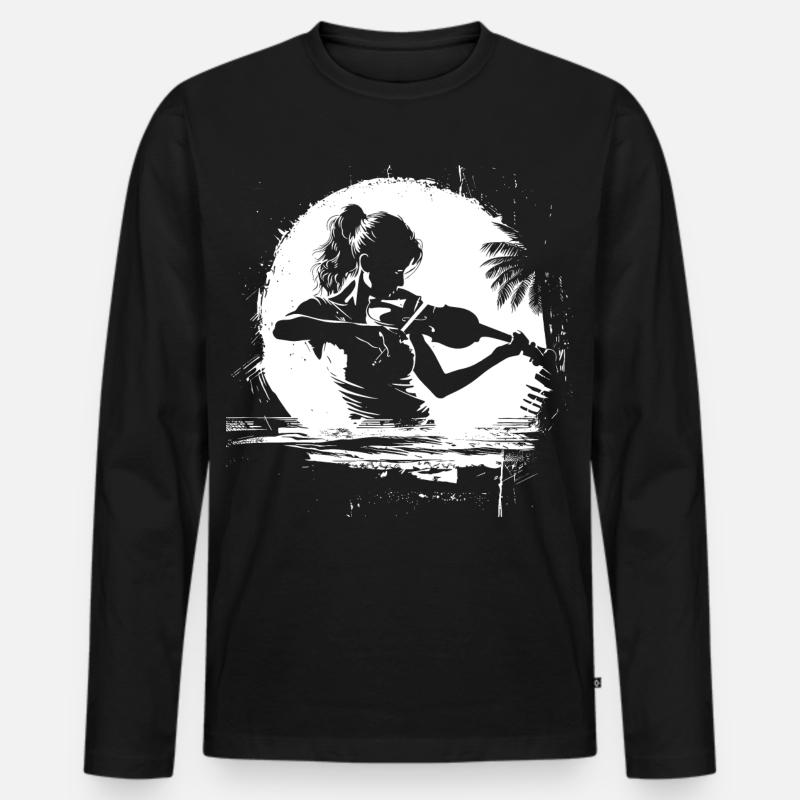 Weiblicher Violinist - Männer Premium Bio Langarmshirt - Schwarz
