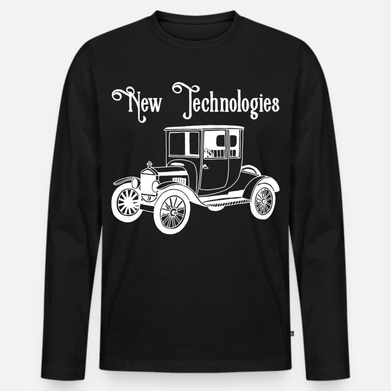 Weißes altes Oldtimer-Auto - Männer Premium Bio Langarmshirt - Schwarz