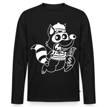 Dieb Waschbär (Weiß) - Männer Premium Bio Langarmshirt - Schwarz - Vorne - Nico (187cm)