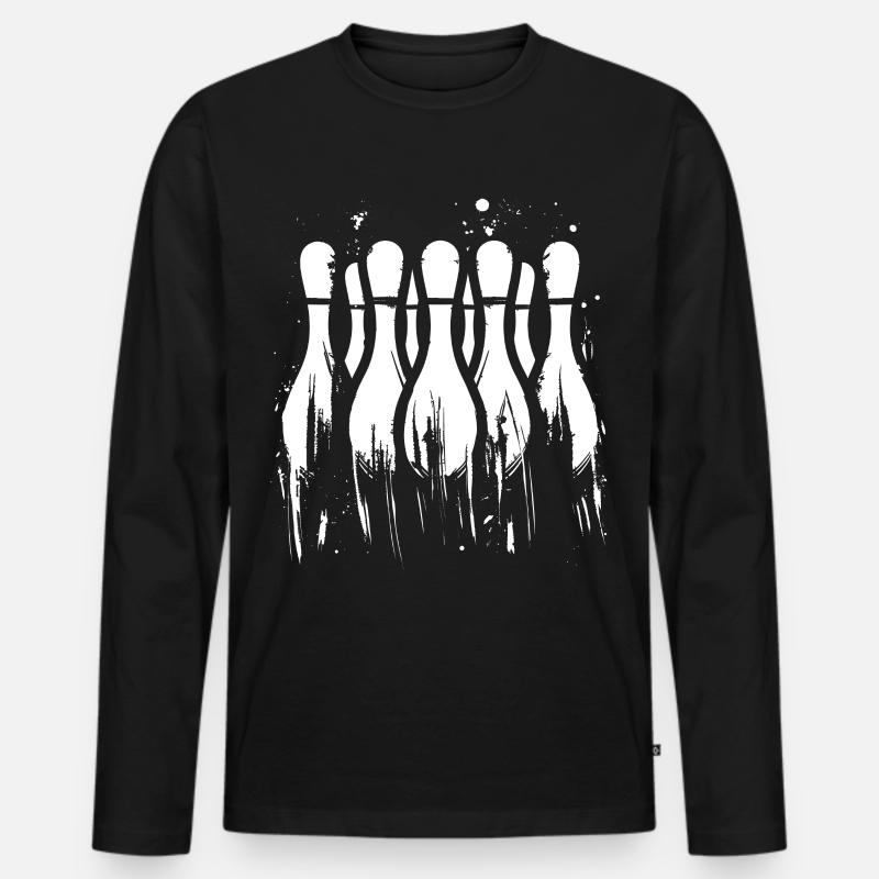 Bowling Grafik - Männer Premium Bio Langarmshirt - Schwarz