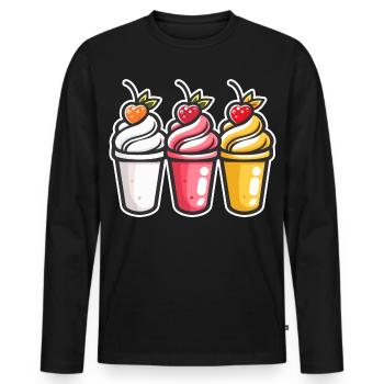 Eiscreme Becher - Männer Premium Bio Langarmshirt - Schwarz - Vorne - Nico (187cm)
