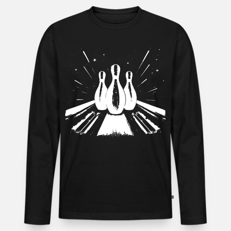 Bowling - Männer Premium Bio Langarmshirt - Schwarz