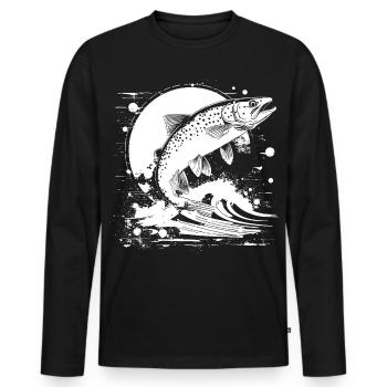 Fischerei Grafik - Männer Premium Bio Langarmshirt - Schwarz - Vorne - Nico (187cm)