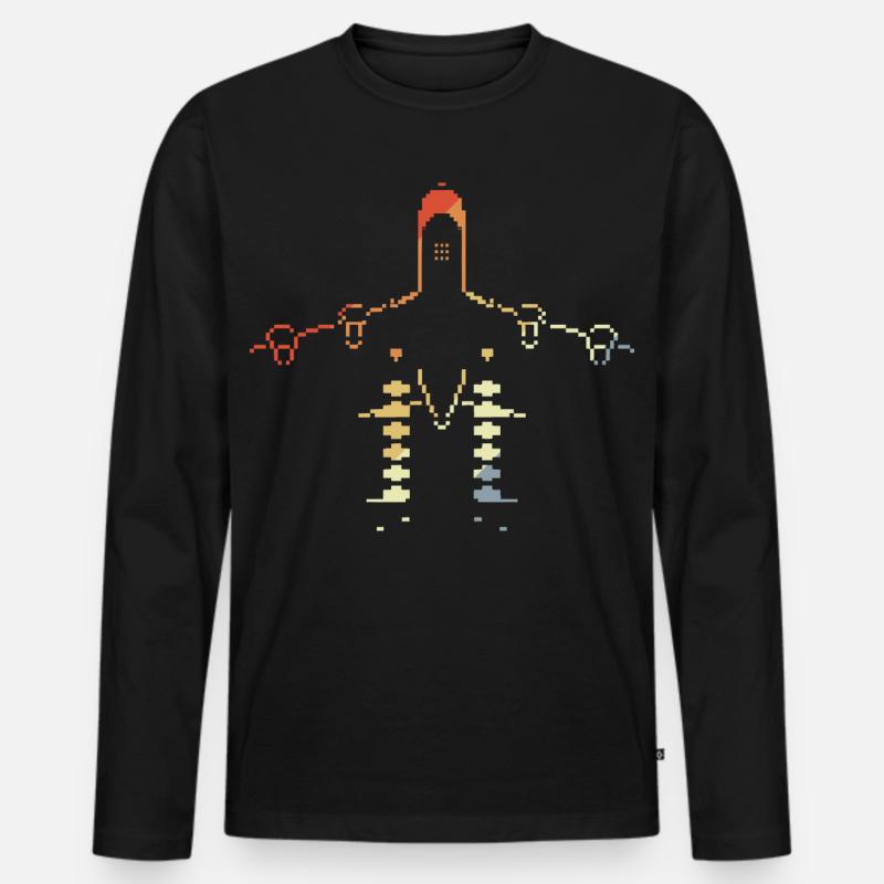 Flugzeug Pixelgrafik - Männer Premium Bio Langarmshirt - Schwarz