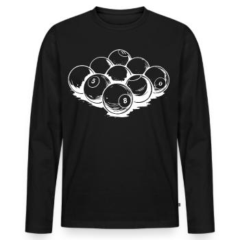 Dessin de boules de billard - T-shirt manches longues Premium bio Homme - noir - Devant - Nico (187cm)