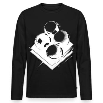 Boules de billard Croquis - T-shirt manches longues Premium bio Homme - noir - Devant - Nico (187cm)