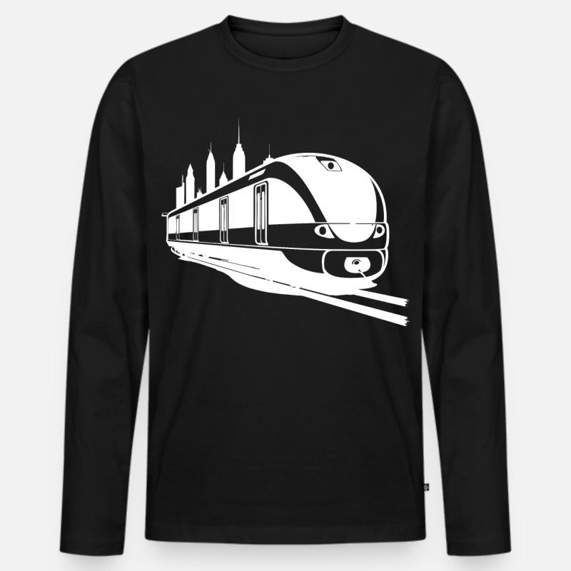 Eisenbahn - Männer Premium Bio Langarmshirt - Schwarz