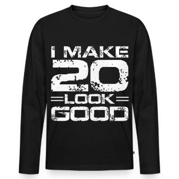I make 20 look good - Men's Premium Organic Long Sleeve Shirt - black - Front - Nico (187cm)