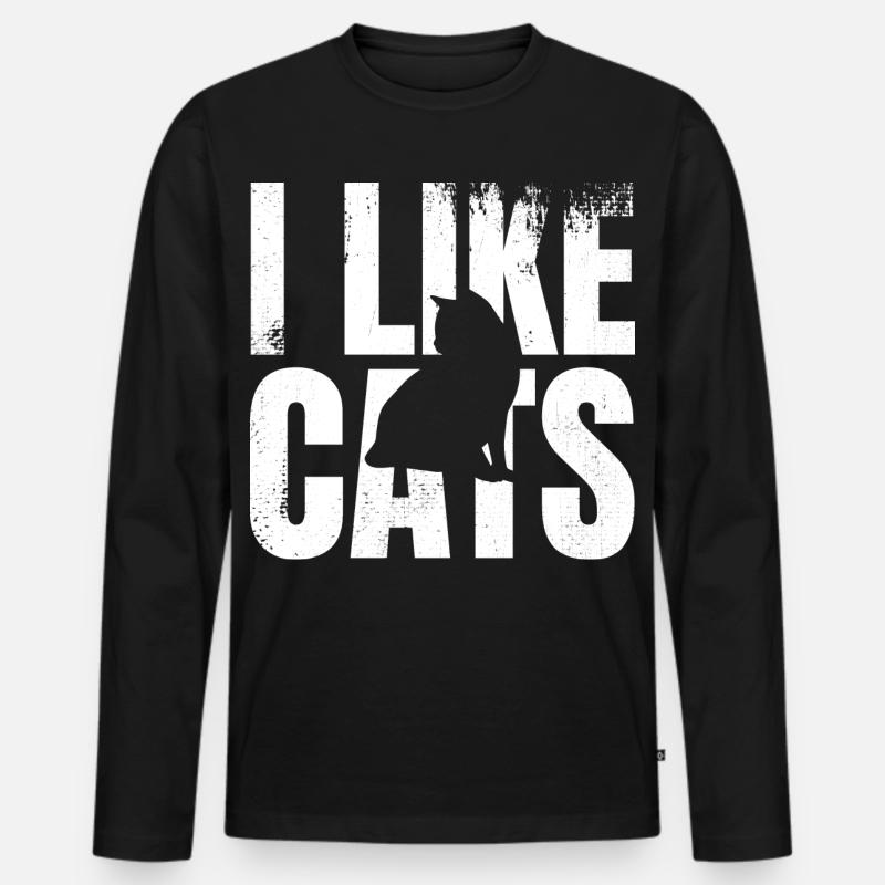 Ich mag Katzen - Männer Premium Bio Langarmshirt - Schwarz